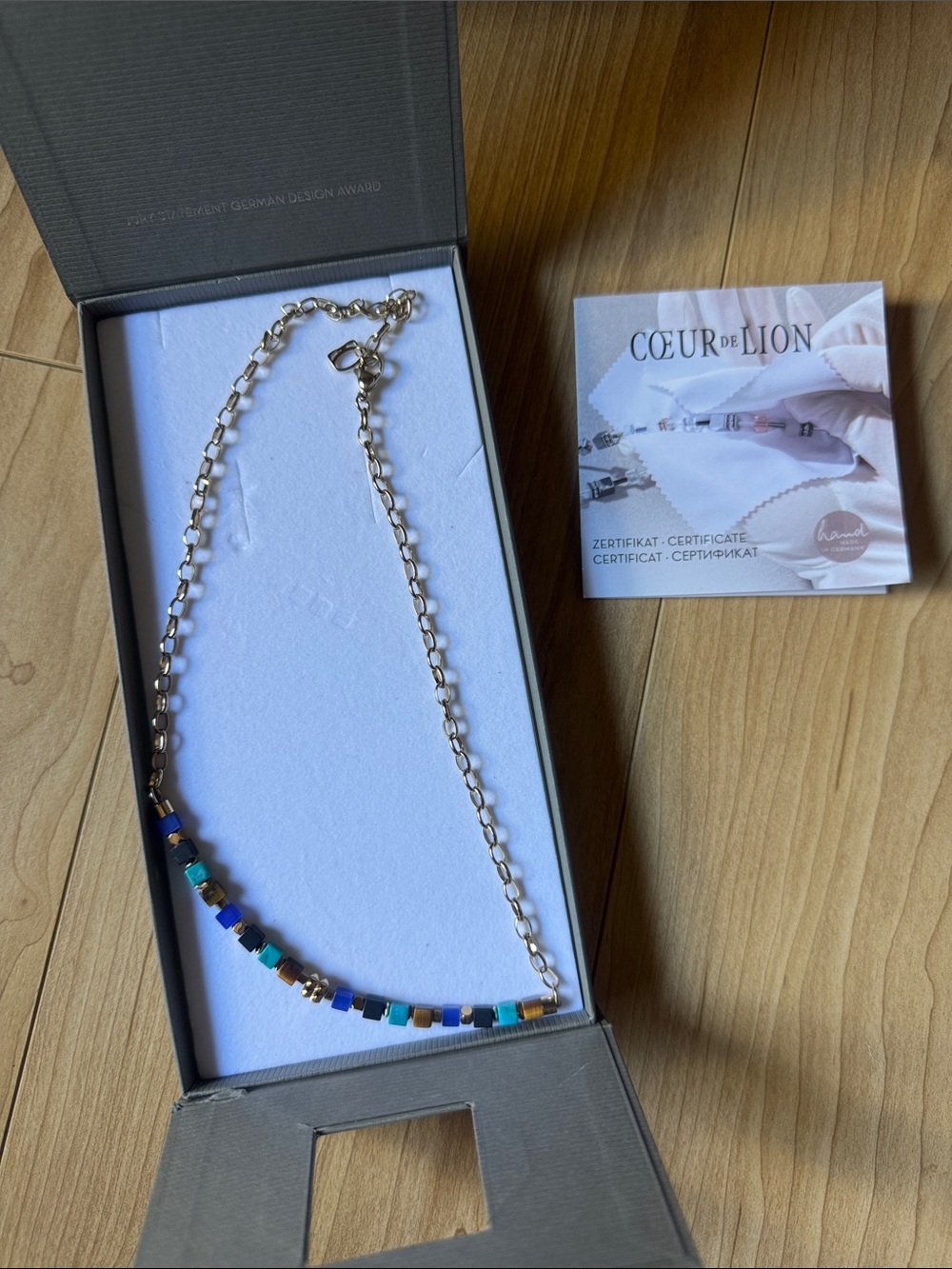 Cœur de Lion Necklace Cube Mosaic Lagoon gold